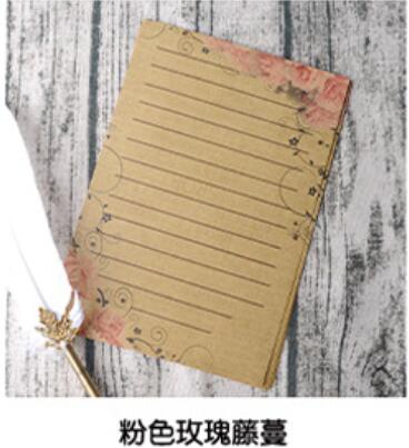 8sheets/ Set Kraft Letter Pad Paper Set Romantic European Retro Lace Totem Zakka Love for Writing Drawing Sketch Stationery: G