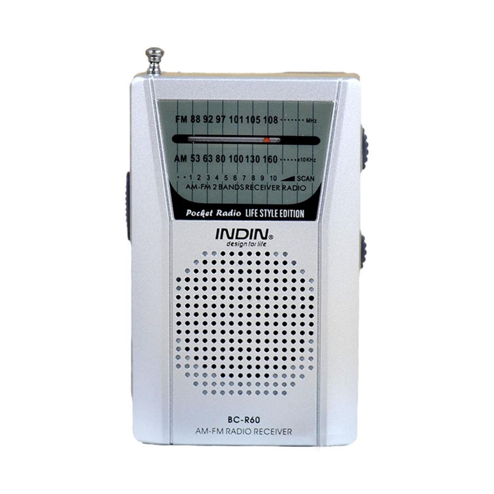 Mini Pocket Radio Speakers Earphone BC-R60 2-Band Portable Radio AM FM AA Battery Operated w/ Speaker Headphone Jack: Default Title