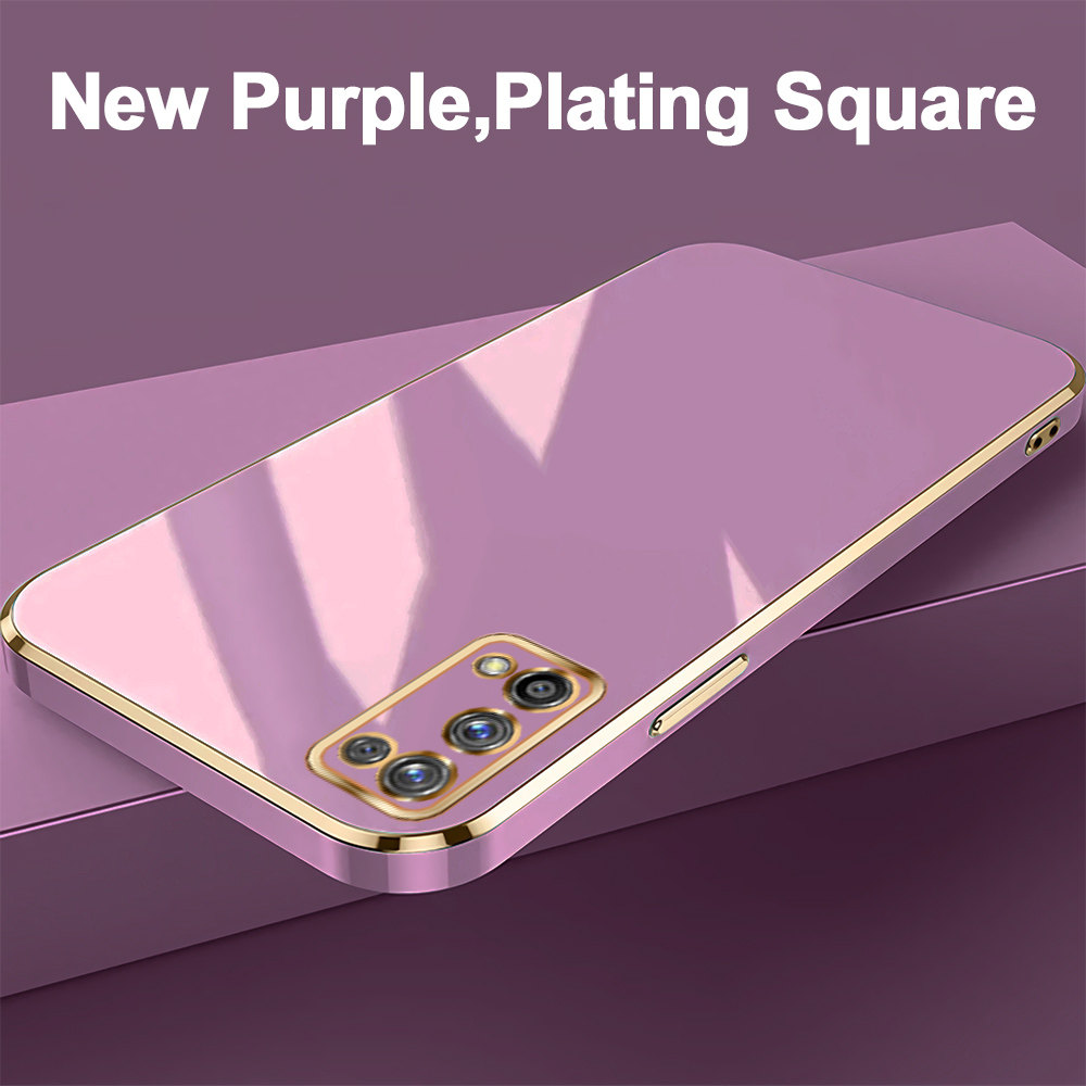 For Realme 7 Pro Realme 7 4G 5G 7i C17 Soft Original Cases Luxury Plating Soft TPU Cover Shockproof Case: CANVAS / PURPLE