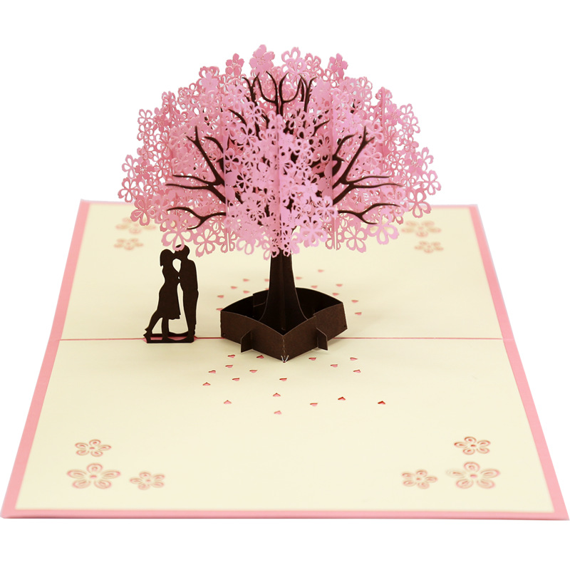 3D Pop hoch Karte Hochzeit Kirsche Baum Einladungen Karten Valentinstag Jahrestag Gruß Handgemachte Karte Gruß Postkarte