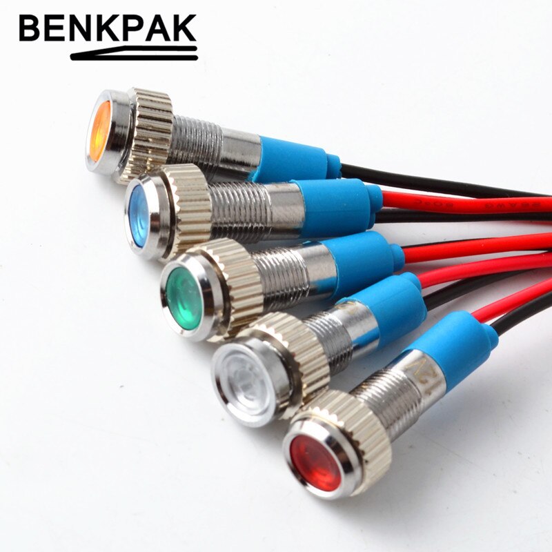 IP67 Waterproof LED Metal Warning Indicator Light 6mm Pilot Signal Lamp 3V 5V 6V 12V 24V 110V 220v Red Yellow Blue Green White