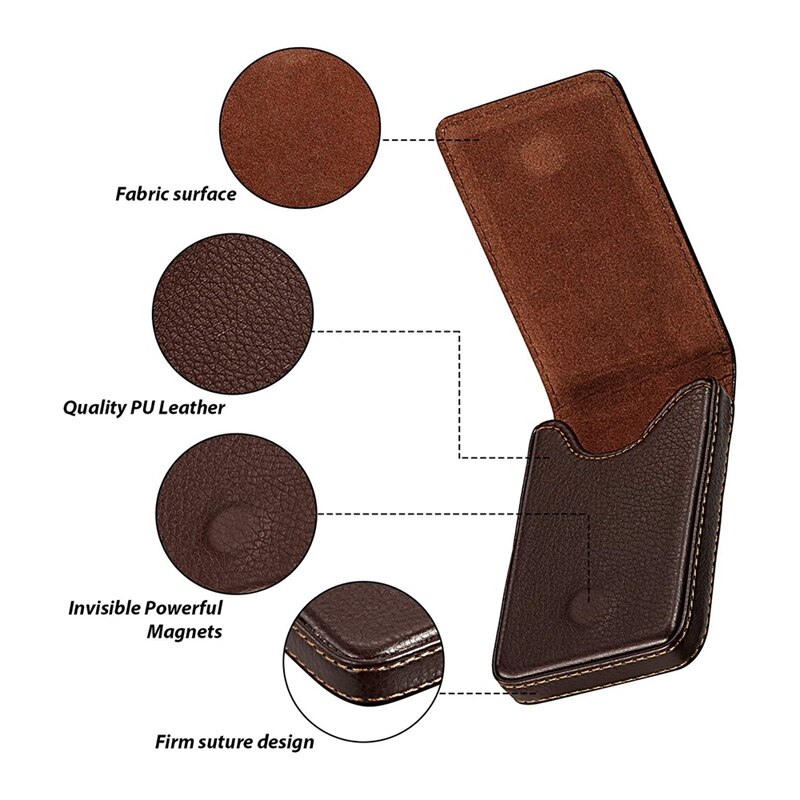 2 Pieces Business Card Wallet PU Leather Business Card Case Pocket Business Name Card Holder with Magnetic Shut
