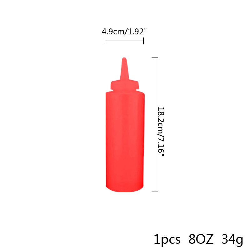 Botella de plástico de alimentaria para cocina, botella exprimible de 8OZ/12OZ/24OZ, para salsa de aceite de oliva, Ketchup, Mustard, Mayo, utensilios para barbacoa: 1pcs 8oz red
