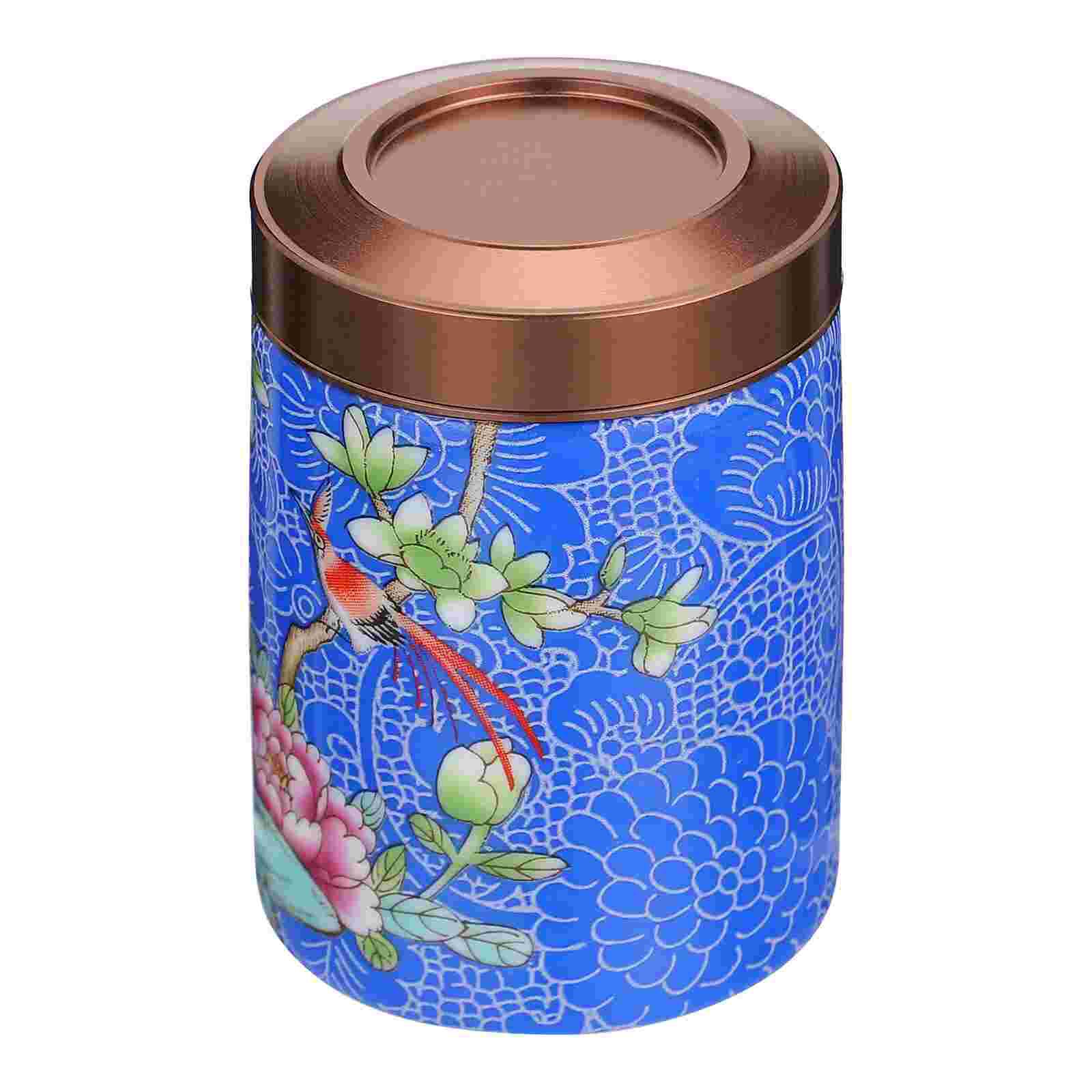 Painted Bulk Tea Container Ceramic Tea Caddy Scented Tea Packaging Canister: Blue
