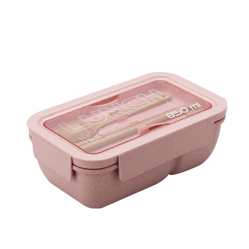 850ml Wheat Straw Lunch Box Healthy Material Bento Boxes Microwave Dinnerware Food Storage Container Lunchbox: Pink