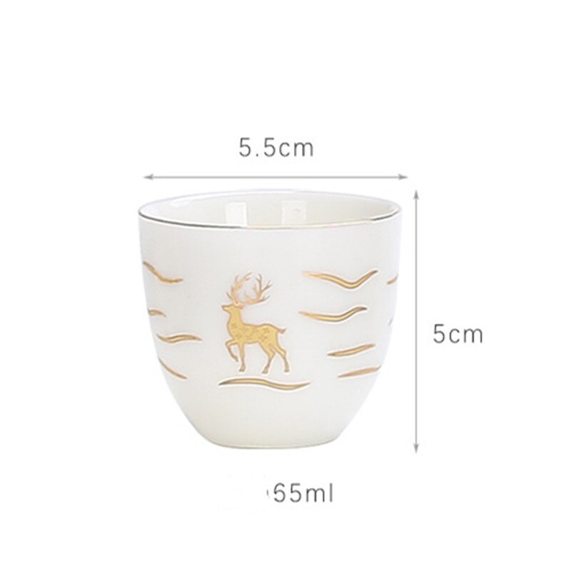 Grand relief or mouton graisse jade tasse à thé décor à la maison thé maître tasse accessoires personnel boire petit bol à thé