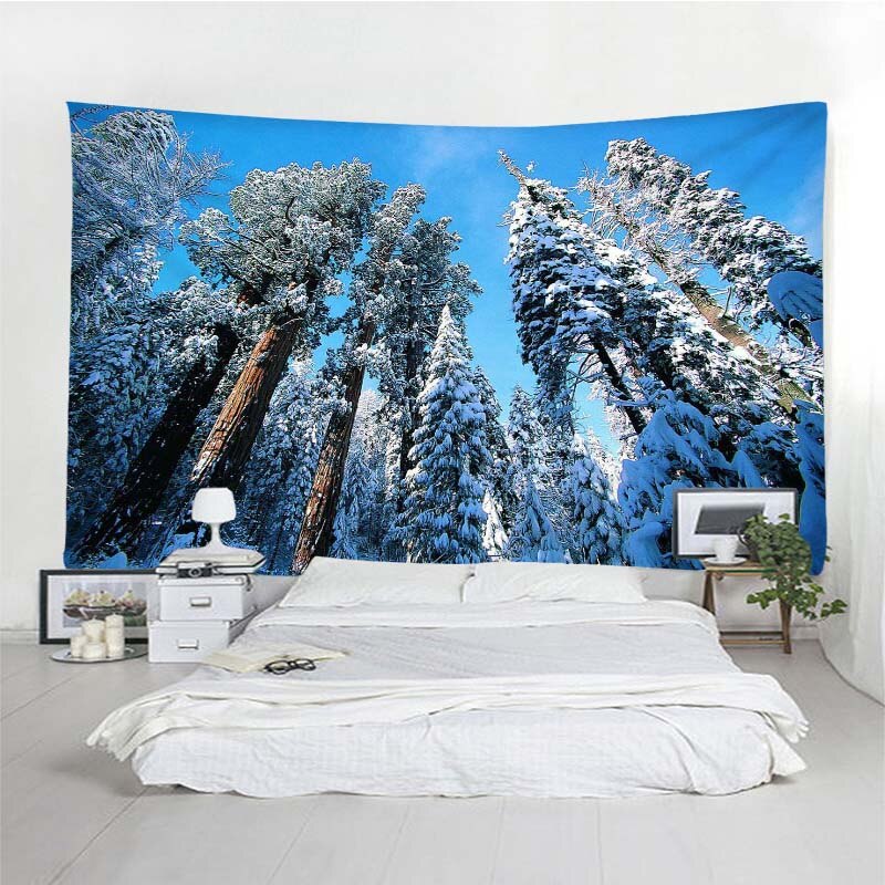 Tapiz colgante de pared decoración Cedar nieve de pino impreso Decoración de casa colgando de la vida de tapiz de pared