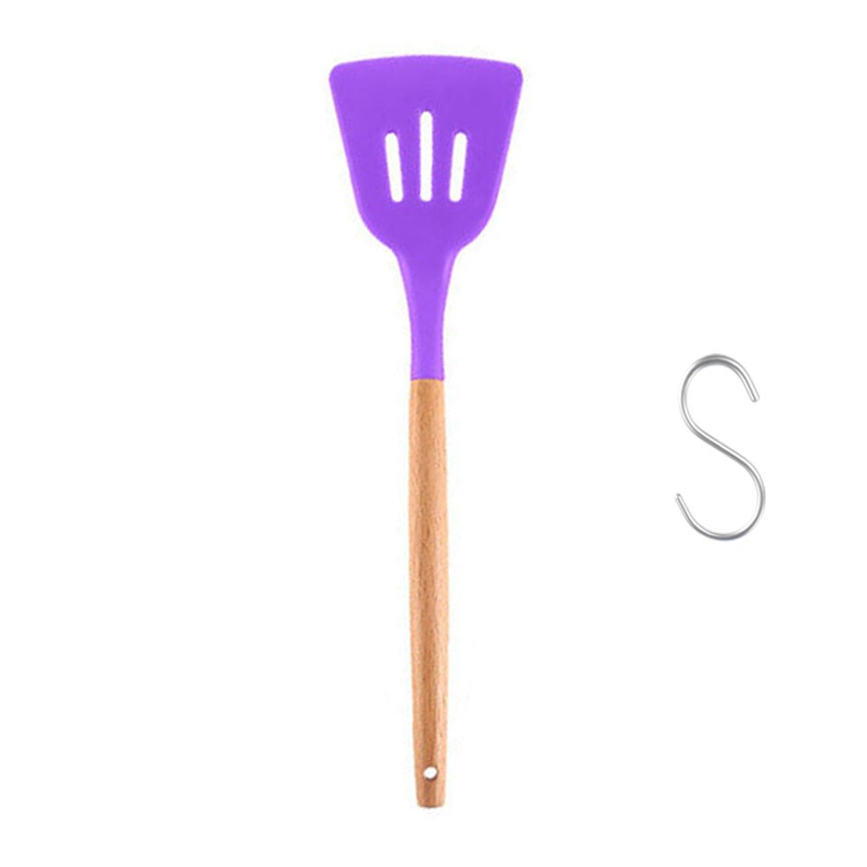 Herramientas de cocina, espátula de silicona, levantadores de alimentos antiadherentes, utensilios de cocina para el hogar: Purple