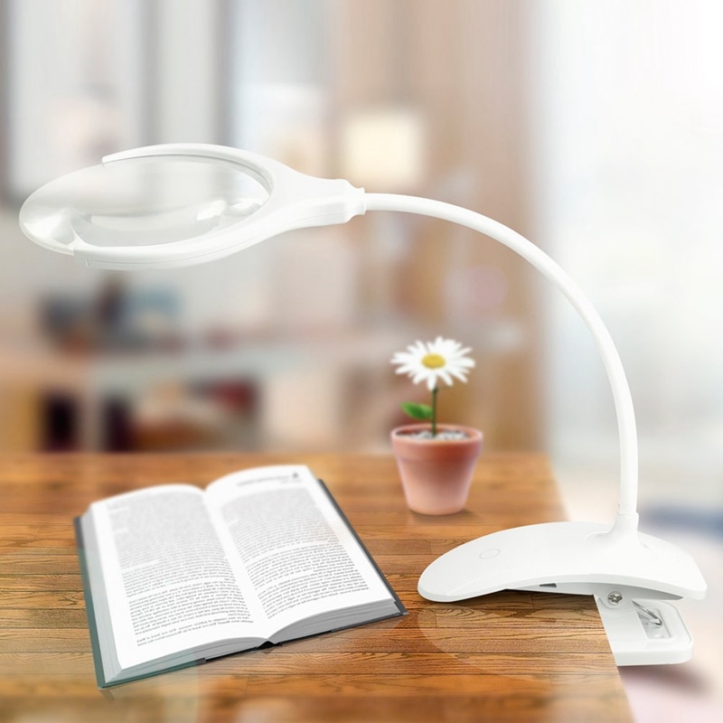 Håndholdt lup 3x 8x oplyst skrivebord bord led lampe forstørrelsesglas genopladelig lup med lys til håndværk hobbyer
