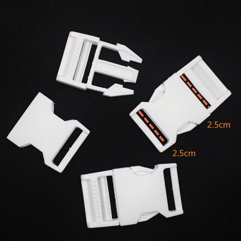 Mochila desmontable interna arqueada de plástico con hebilla de cinturón, accesorios de viaje, bolsa deportiva con hebilla, 25mm, 5 uds.: white