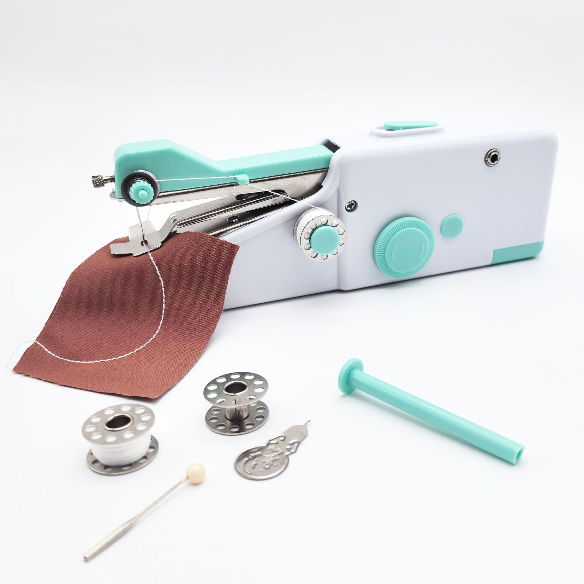 Håndholdt bærbar symaskin / mini elektrisk symaskin / lommesymaskin, egnet for sying, reparasjon og produksjon: Sølv