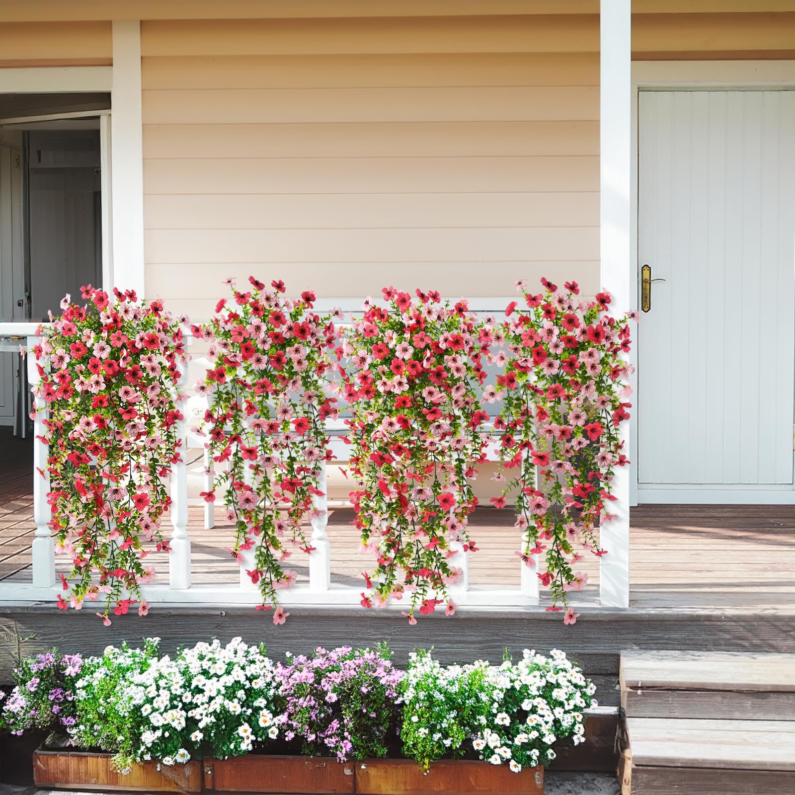1pc Artificial Hanging Flowers Plants for Outdoor Spring Summer Decoration Faux Silk Daisy UV Resistant Home Yard Decor Flower