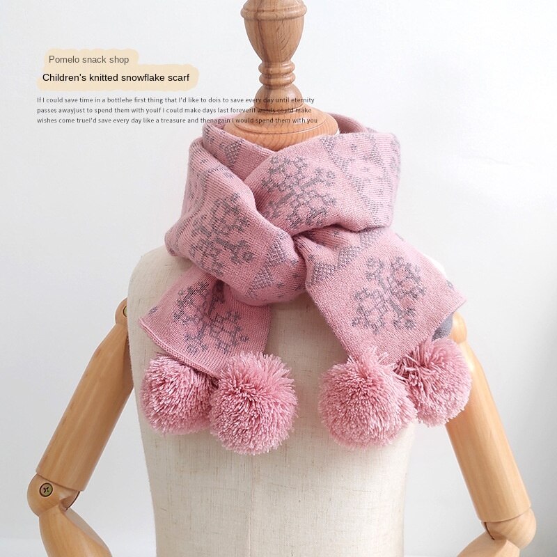 Écharpes d'hiver en laine et cachemire pour enfants, motif flocon de neige, chaudes, pour garçons et filles