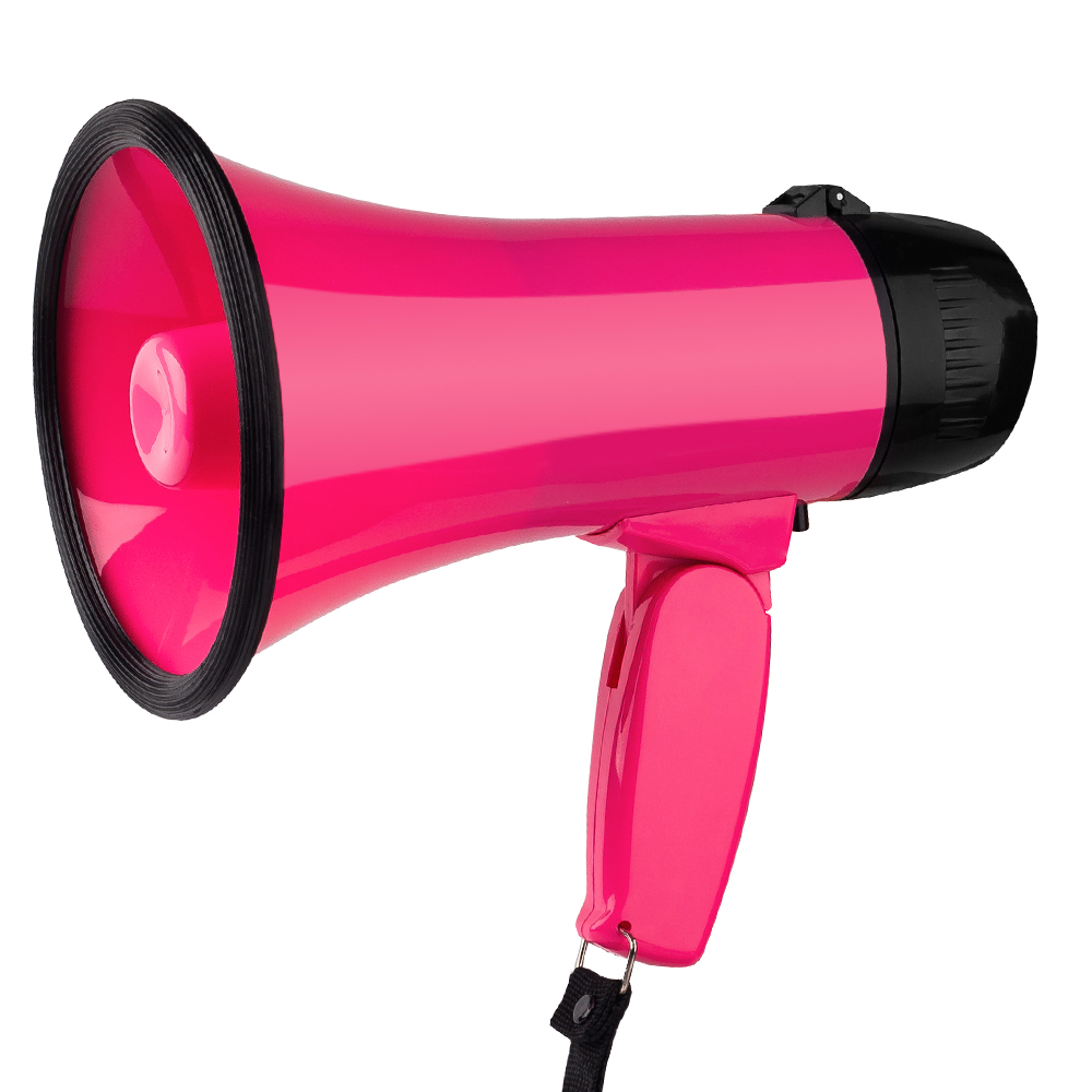 Mealivos Portable Loudspeaker 20 Watt Power Pink Megaphone Speaker Strap Grip Loudspeaker Record Play