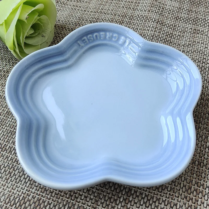 Plum Blossom Small Plate 14cm Sauce Plates French Cool Color Cake Dish Gradual Spit Bone Dishs Tableware Ceramic Dessert