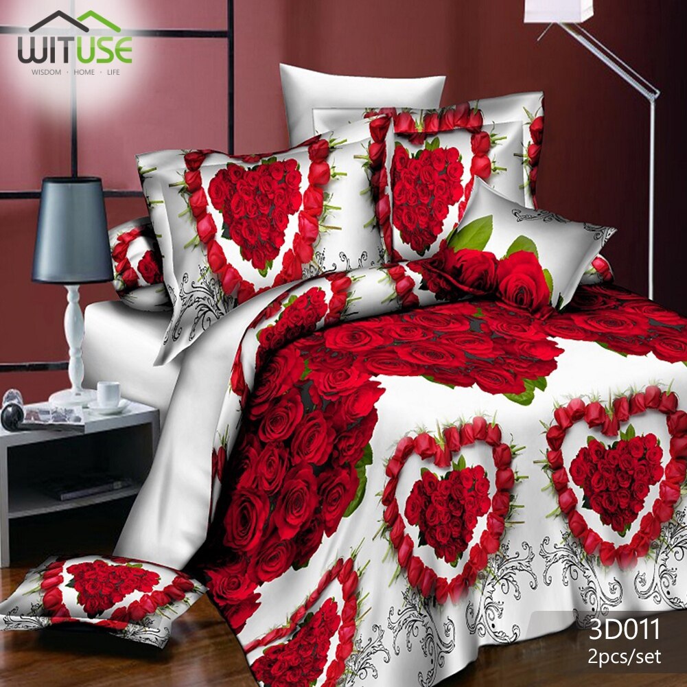 Light Family Down Quilt Twin Queen Bedding Sets 3d Quilt Duvet Cover Pillowcase Set Flowers Printing Decorate Family Bedroom: Color 2