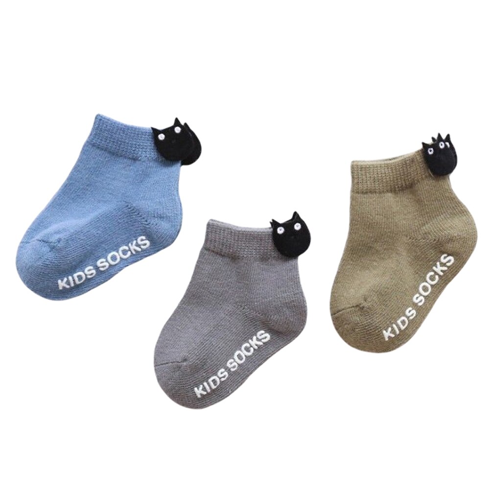 Baby Sokken 3 Paren/set Kant Decoratie Leuke Mooie Doseren Antislip Accessorie 3D Cartoon Aniamal Sokken Voor Meisjes jongens: B / 1-3T