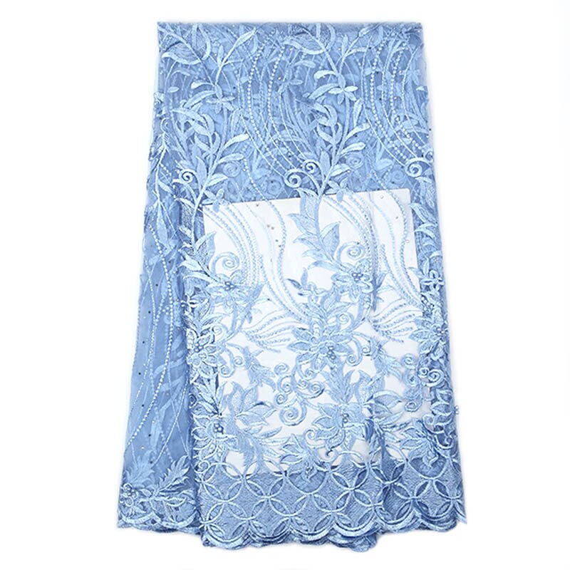 Finest beaded African red sheer lace fabric embroidered Nigerian French tulle lace wedding dress party dress