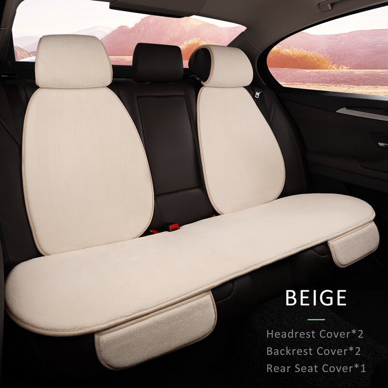 Karcle Car Seat Cover Set Backrest Headrest Cover Protector Polar Fleece Back Pad Mat Universal for Auto Interior Truck SUV: beige-5pcs
