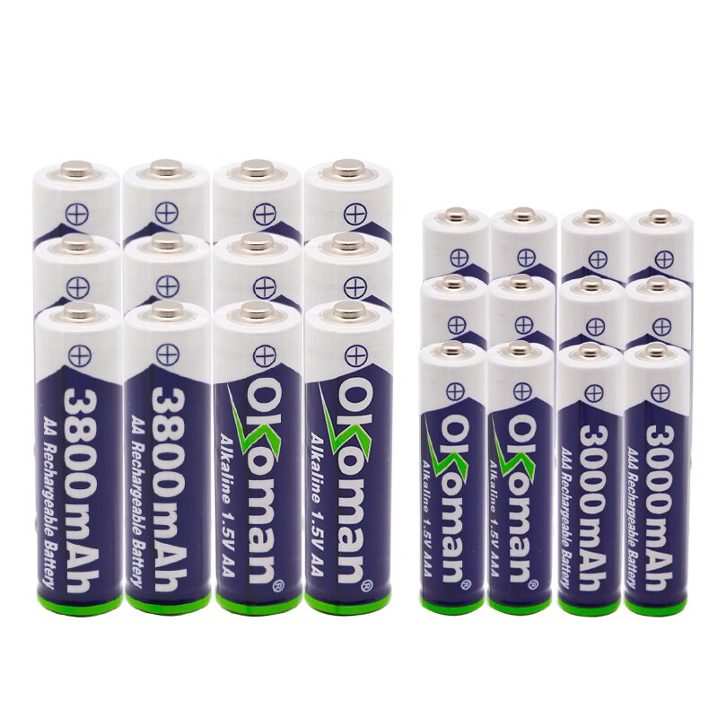 AA+AAA 100% 1.5V Rechargeable AA Battery AAA Alkaline 3000-3800mah For Torch Toys Clock MP3 Player Replace Ni-Mh Battery