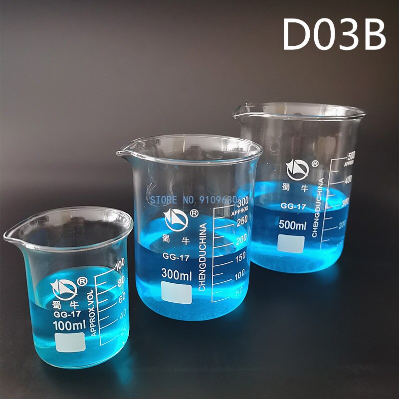 25-500ml Lab Borosilicate Glass Beaker Heat-resist Scaled Measuring Cup Laboratory Equipment