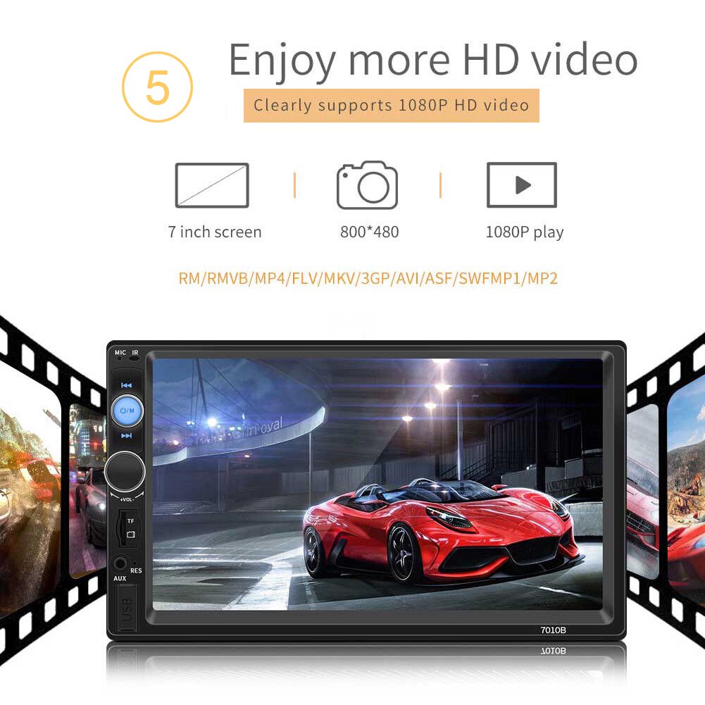 7010B 2DIN Car Radio Bluetooth 7 Inch HD Stereo Reversing Image USB MP5 Player multimidia mp5 car player