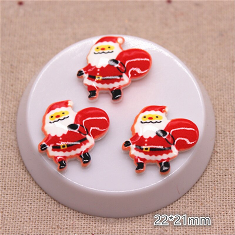 20pcs Resin Christmas Reindeer/Santa Claus/Tree/Bell/Snowman/Wreath/Sock/Glove Miniature Art Supply Decoration Charm Craft,: No.2 santa claus