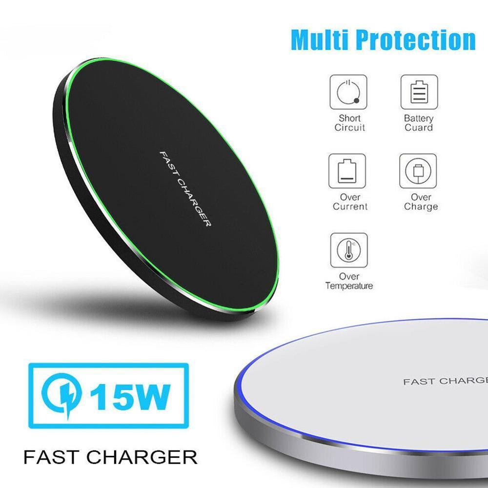 15w qi trådlös laddare docka för iphone 8 x xs  xr 11 pro max huawei  p30 samsung note 10 s10 induktion snabb trådlös laddningsplatta