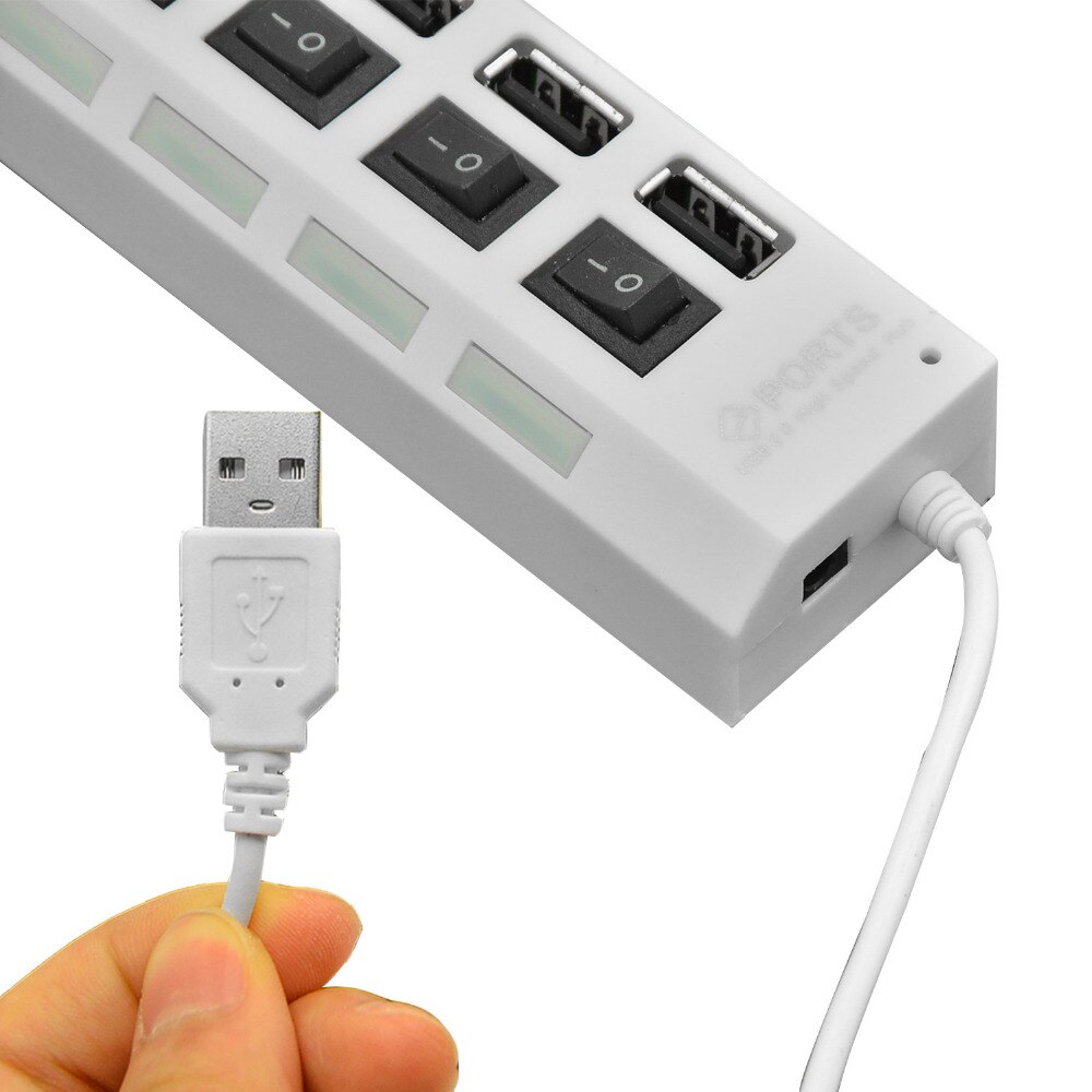 VONETS 7-Port Multi USB 2.0 Hub Power Adapter splitter Oplader met Individuele Schakelaar En LED Licht voor PC laptop Computer