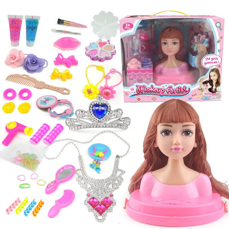 Conjunto de muñecas de juguete para niña, peine de maquillaje de princesa, Kit de seguridad no tóxico, para niña: C Plus