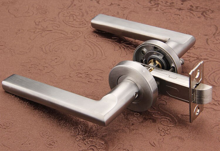 stainless steel 304, Bathroom door handle lock,Without key,Single tongue,Aisle/fire doors, durable,Door hardware