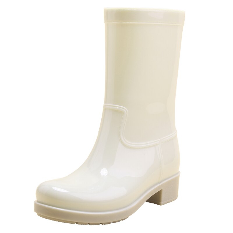Dames regenlaarzen waterdicht halfhoge laarzen damesschoenen snoepkleuren laarzen voor dames damesschoenen laarzen pvc: Beige / 39