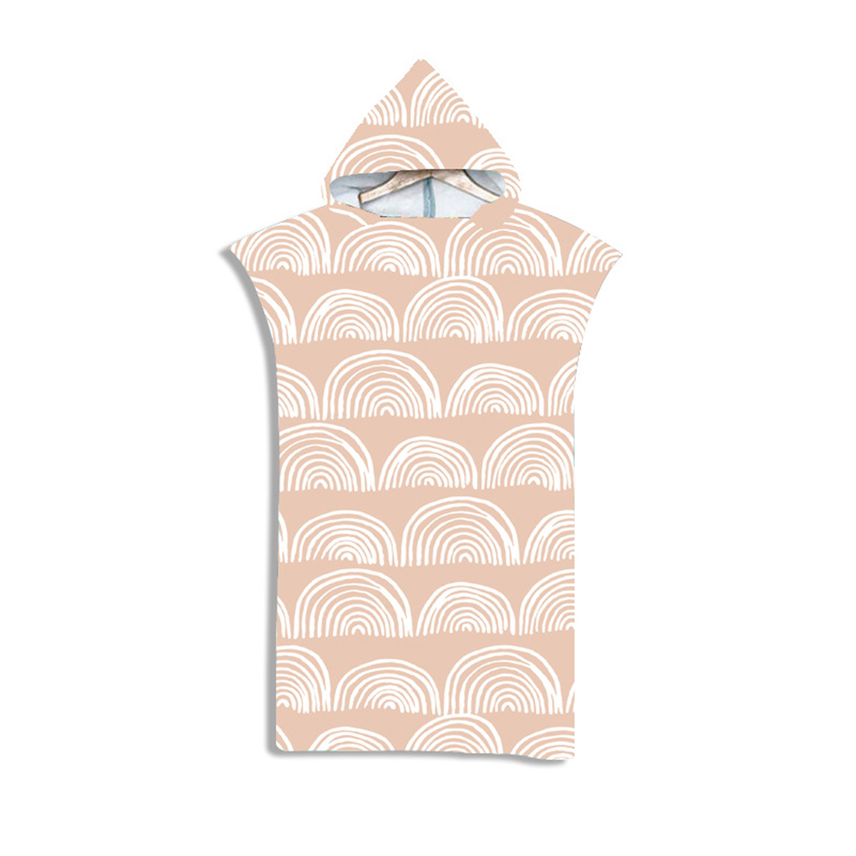Badetuch mit Kapuze für Erwachsene, Mikrofaser-Poncho, Strand, schnell trocknender Bademantel, Umhang, Strand-Bademantel: Beige