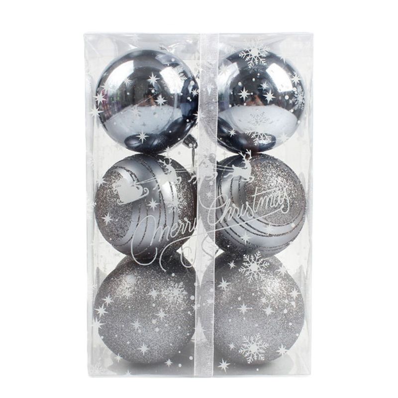 12 Pcs Shining Christmas Ball Small Shatterproof Christmas Tree Hanging Decorate: Gray