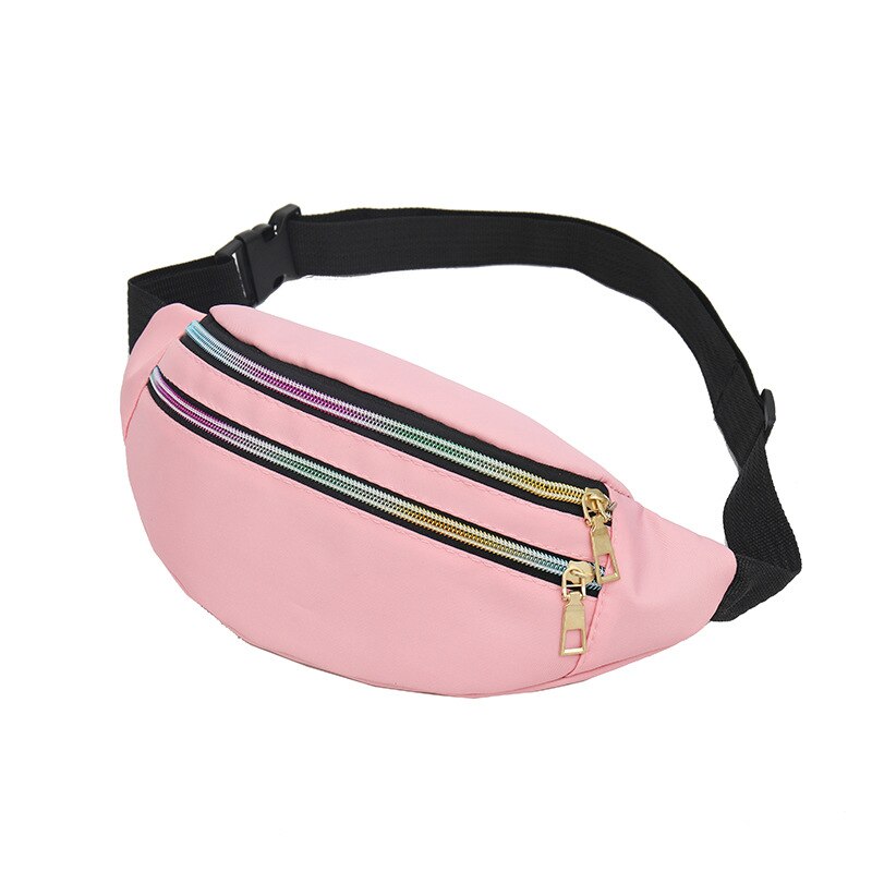 Brivilas nylon fanny pack fo women leopard print sport waist bag female purse belt bags multifunction chest bag crossbody: Pink