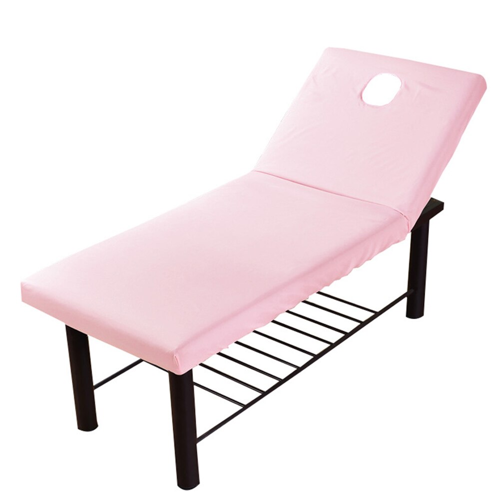 Voorste gat zachte elastische tafel stofdicht massagebed hoes spa salon bank antislip lakens wasbare accessoires: Roze