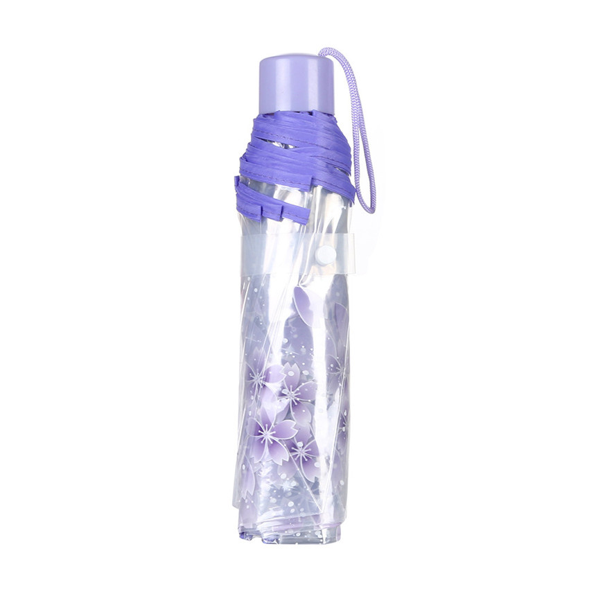 Transparent Umbrellas For Protect Against Wind And Rain Clear Sakura 3 Fold Umbrella Clear Field Of Vision Household Rain Gear
