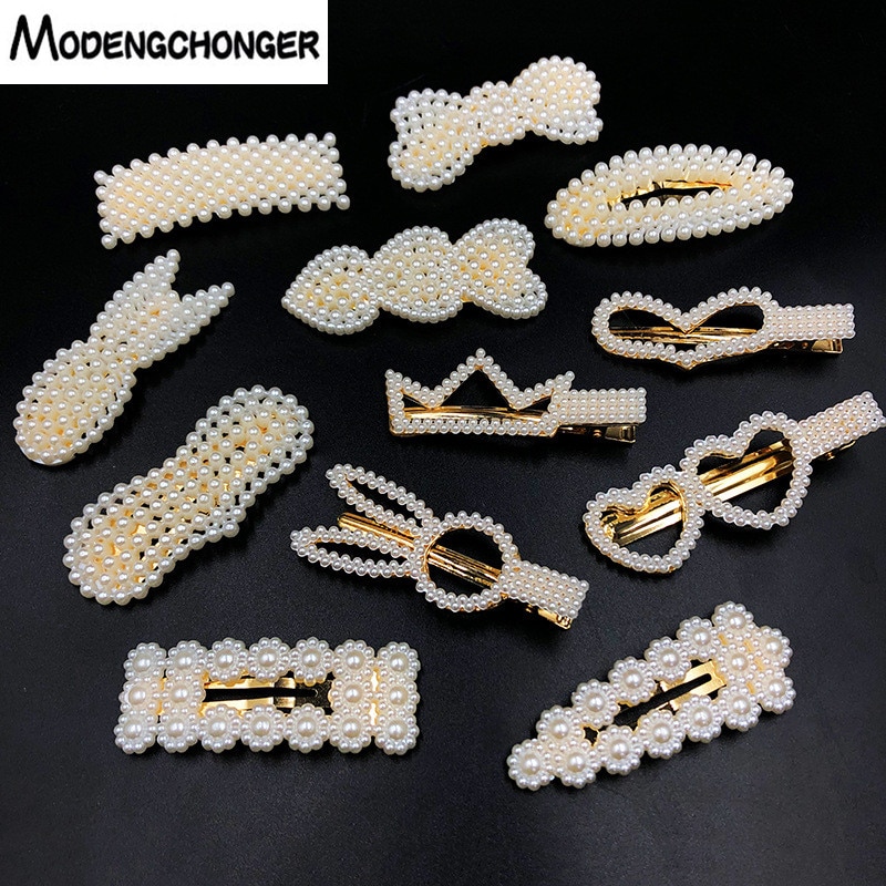 Neue Koreanische Simulierte Perle Barrettes Perlen Geometrische Frauen Haar Clip Griffe Mädchen Schmuck Haar Stifte Haar Zubehör