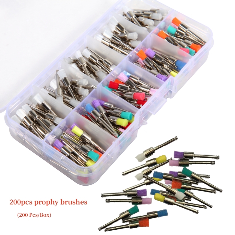 200 unids/pack cepillo de Pulido Dental kits de cepillos pulidor/vasos de pulido odontología pestillo de dientes tipo color mezclado: Gris