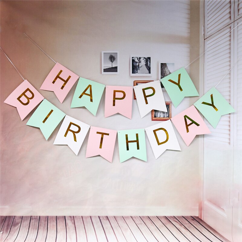 Paper Bunting Garland Banners Flags Happy Birthday Banner For Kids Birthday Party Baby Shower Party Decoration Bnaner