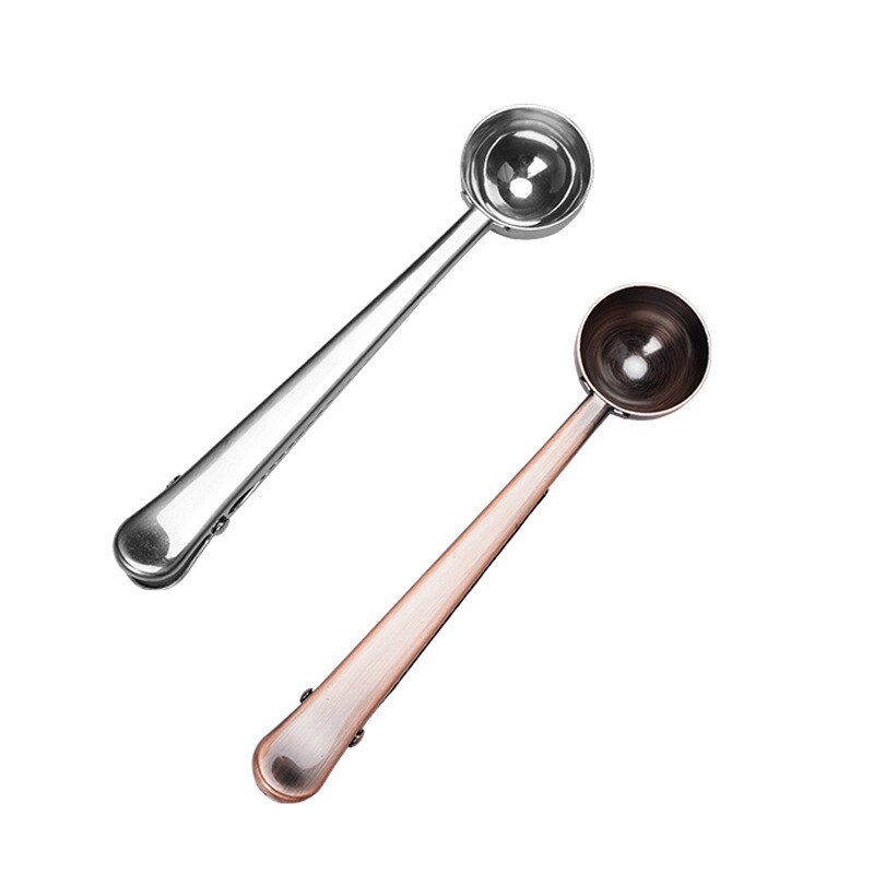2in1 Edelstahl Kaffee Löffel Milch Pulver Tee Abdichtung Clip Multifunktionale Messlöffel Kaffee Werkzeug Zubehör
