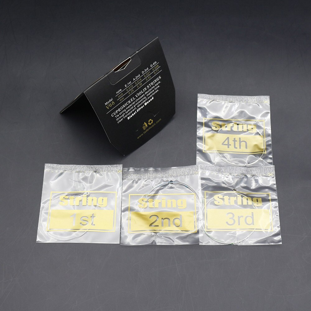 V68 Universal Full Set (E-A-D-G) Violin String Fiddle Strings Steel Core Nickel-silver Wound for 4/4 3/4 1/2 1/4 Violins