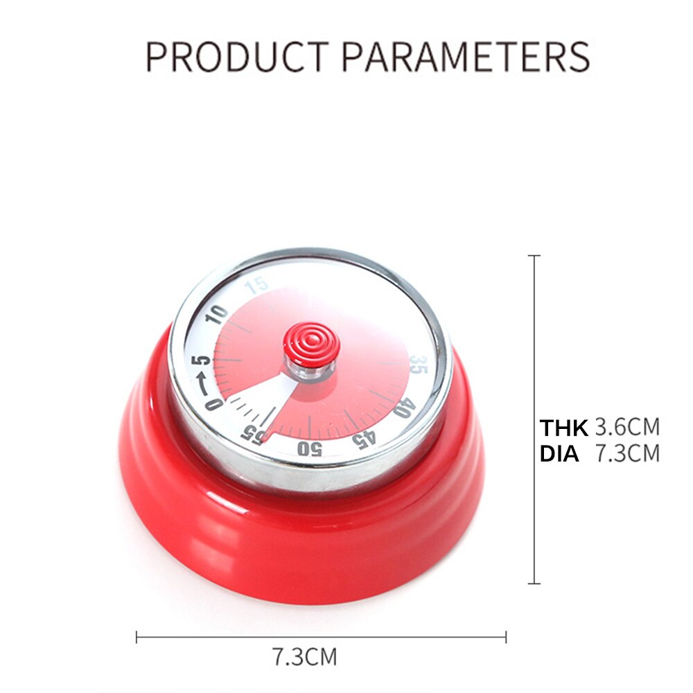 Kitchen Timer Magnet Stainless Steel Mechanical Countdown Cooking Clock Alarm Time Manager 60 Minutes Reminder