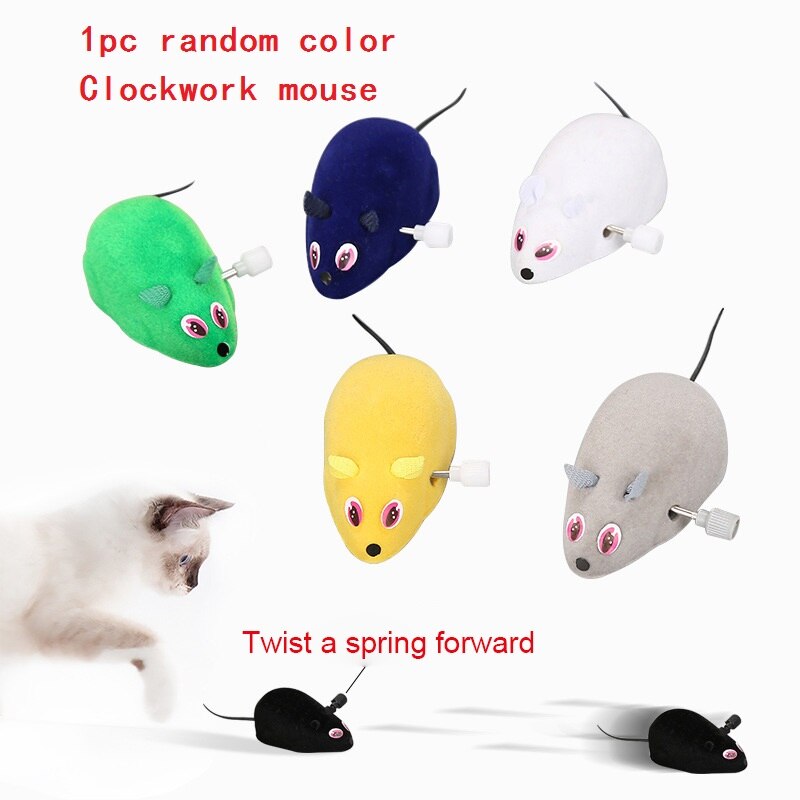 4 styles chat auto-excité jouet horloge souris fonctionne automatiquement flocage horloge souris mécanique mouvement Rat accessoires pour animaux de compagnie: 01