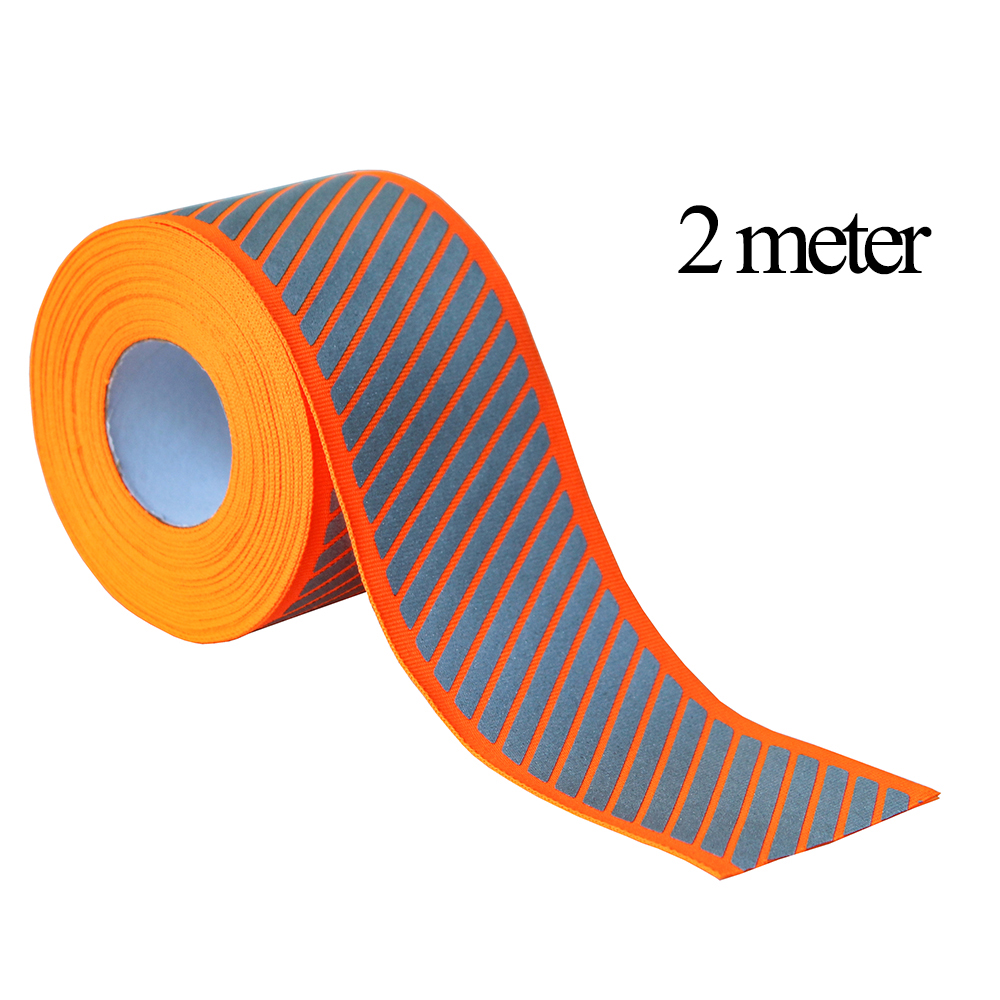 Silver Reflective Stripe Fabric Webbing Ribbon Trim Warning Tape For Clothing DIY Sew on 2meter: W02-orange