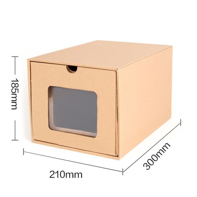 Thickened Kraft Cardboard Box Transparent Drawer Shoebox Men And Women Finishing Storage Box Paper Shoes Box: Light Green