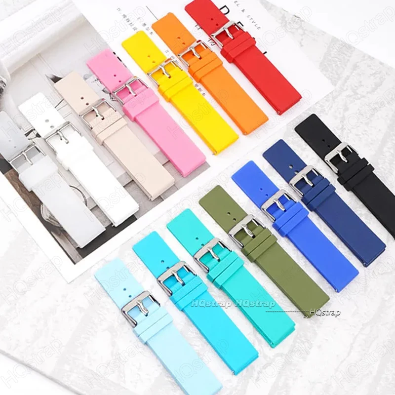 Correa de silicona para reloj de 14mm, 16mm y 18mm, correa de repuesto Universal para reloj para mujer y hombre, pulsera resistente al agua, accesorios para relojes