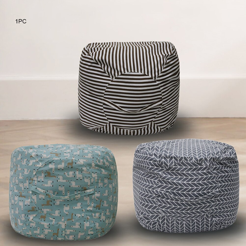 Lerret rund søle hjemmeinnredning plysj leketøy 80cm tilbehør glidelås bønnepose sofadeksel uten fylling diy arrangør vaskbar oppbevaring