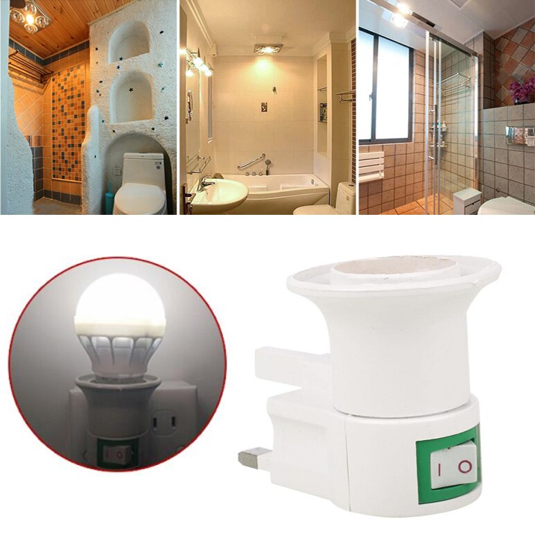 Bulb Adapter with on OFF Switch E27 UK Plug Lamp Holder LED Light Control Switch Socket Accessory Replacement Lamp Light Base