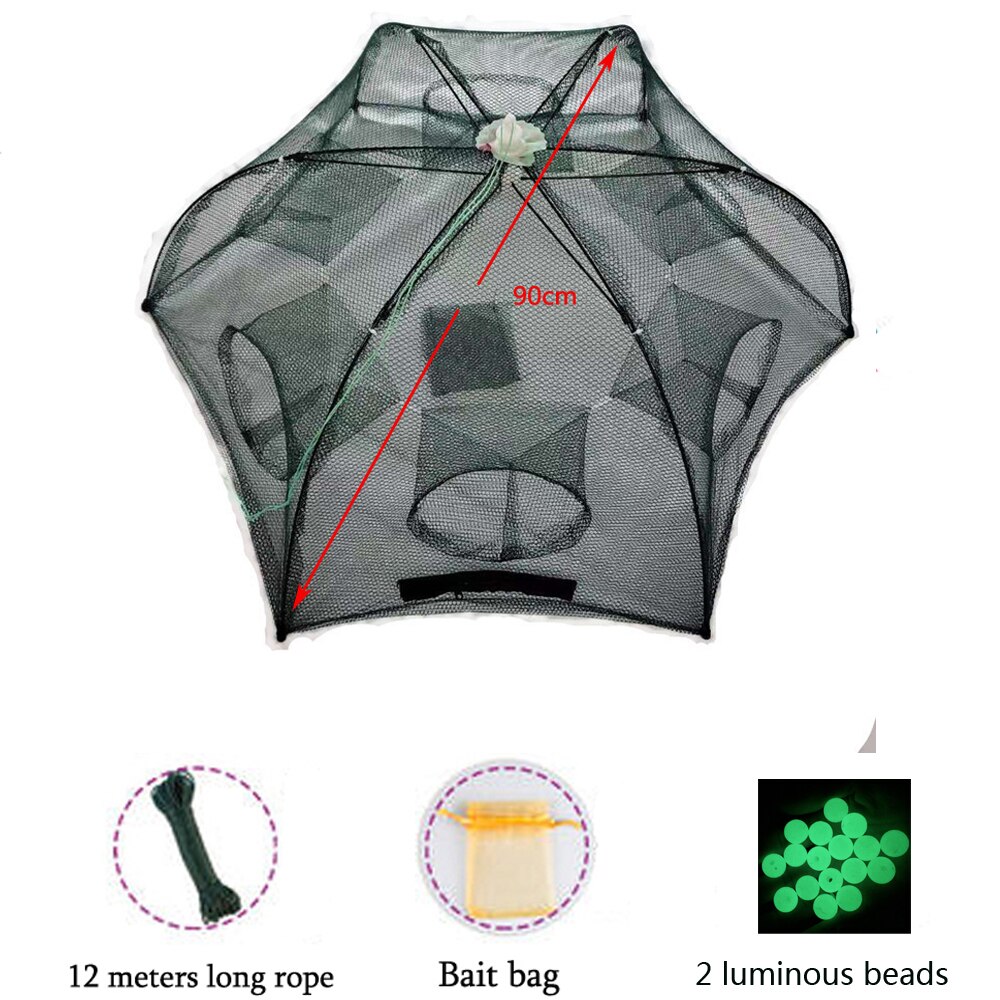 4-20 Holes Fishing Net Folded Portable Hexagon Fish Network Casting Nets Crayfish Shrimp Catcher Tank Trap Cages Mesh Tra: A- 6Holes